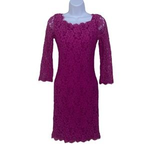 Diane von Furstenberg Zarita Floral Lace Dress 3/4 Sleeve Party Cocktail Dress 2